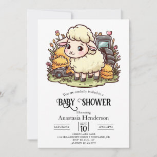 Invitación Bebé Oveja Encantadora Baby Shower