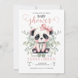Invitación Bebé panda shower verde Niña baby shower