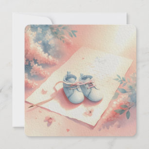 Invitación Bebé Pastel suave con fondo azul