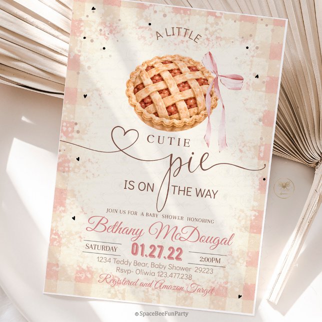 Invitación Bebé Pastelito Fiesta de Bebé Otoño Día de Acción  (cutie pie baby, baby shower invite, fall baby shower, autumn baby shower, thanksgiving baby, pumpkin)