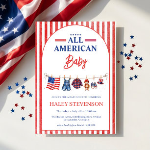 Invitación Bebé Patriota Americano Fiesta de Bebé 4 de Julio