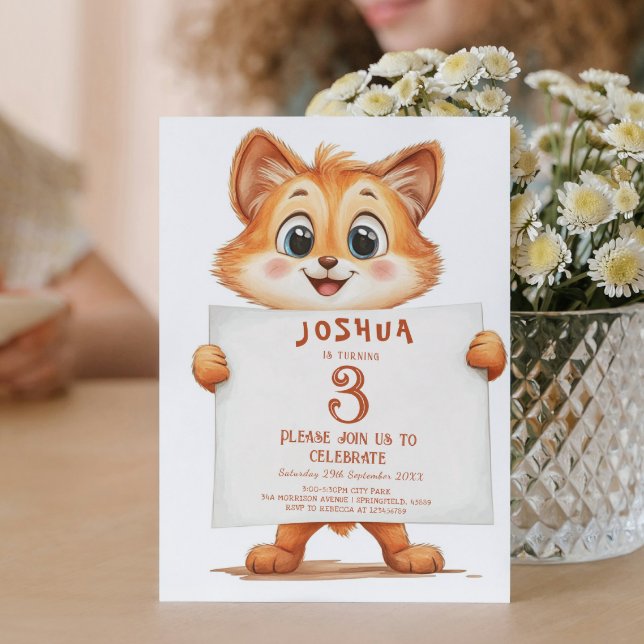 Invitación Bebé pequeño Fox y Fiesta de cumpleaños de niños d (Subido por el creador)