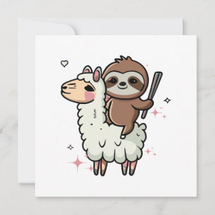 Invitación Bebé Perezoso y Llama Adorables 