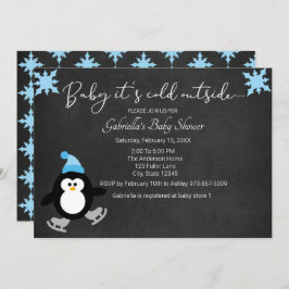 Invitación Bebé pingüino fresco fuera de Baby Shower