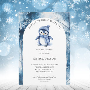 Invitación Bebé pingüino lindo hace frío fuera de Baby Shower