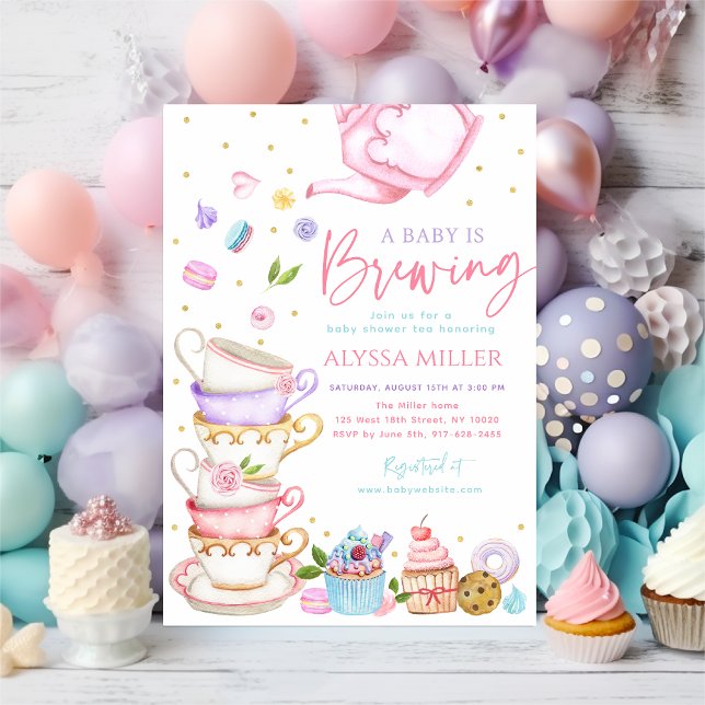 Invitación Bebé prepara Baby Shower de té rosado (Subido por el creador)
