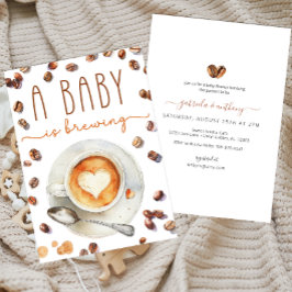 Invitación Bebé prepara café Baby Shower | Acuarela