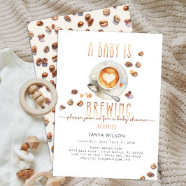 Invitación Bebé prepara café Baby Shower | Editable