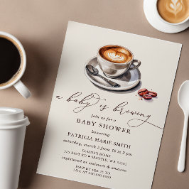 Invitación Bebé prepara café género Baby Shower neutro