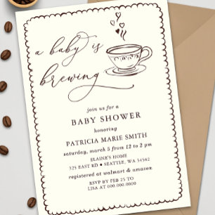 Invitación Bebé prepara café género Baby Shower neutro