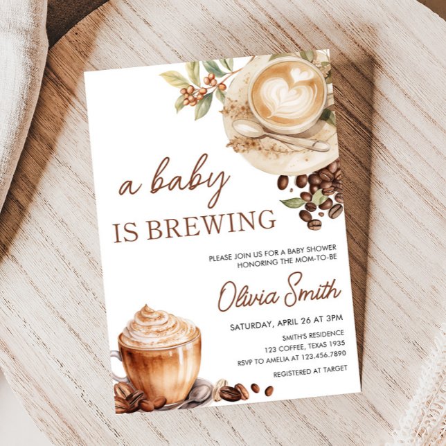 Invitación Bebé prepara café para Baby Shower (Baby is Brewing Coffee Baby Shower Invitation)