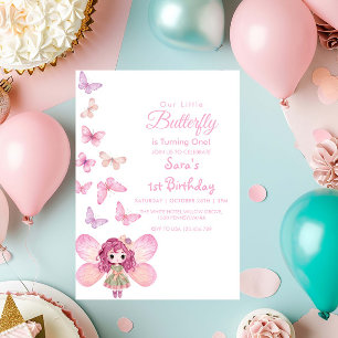 Invitación bebé primer cumpleaños Fiesta de mariposa LItlle