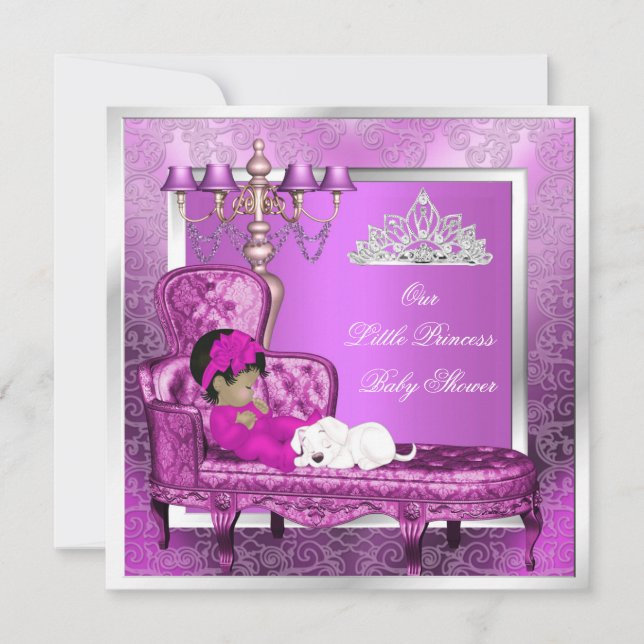 Invitación Bebé Princesa Cumpleaños Niña Rosa Bebé Niña (Anverso)