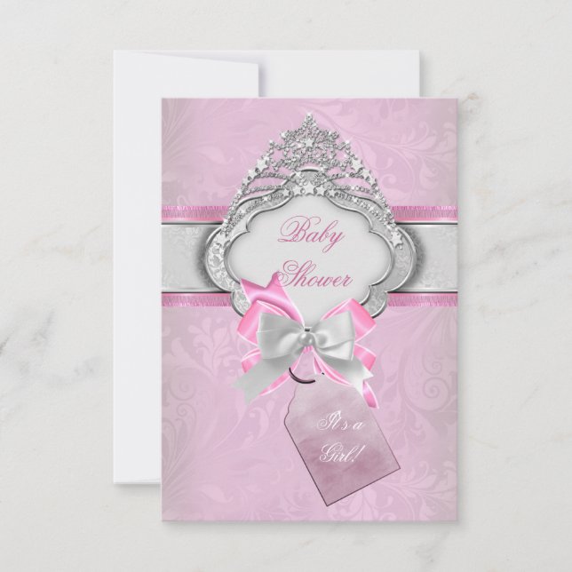 Invitación Bebé Princesa Cumpleaños Niña Tiara Princesa 2 (Anverso)