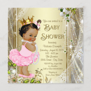 Invitación Bebé Princesa Pink Gold Étnico Tutu Shower