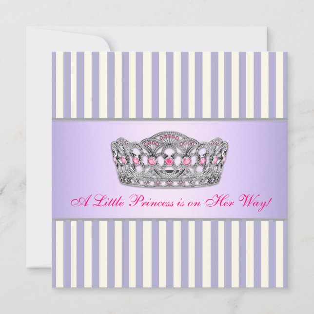 Invitación Bebé princesa rosa caliente lavanda morado Fiesta  (Anverso)