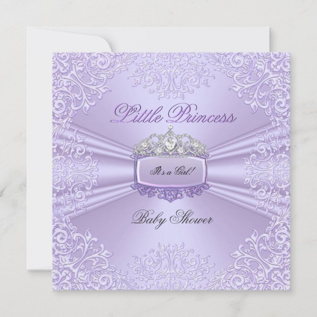 Invitación Bebé Princesa Tiara Lavanda Fiesta de Bebé (Anverso)