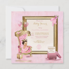 Invitación Bebé Princesa Tutu Corona Dorada Rosa Real