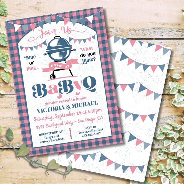 Invitación Bebé Q Barbacoa Género ducha reveladora (Subido por el creador)