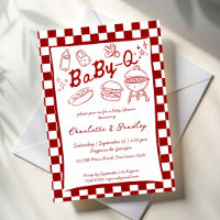 Bebé q barbacoa rojo a cuadros baby shower