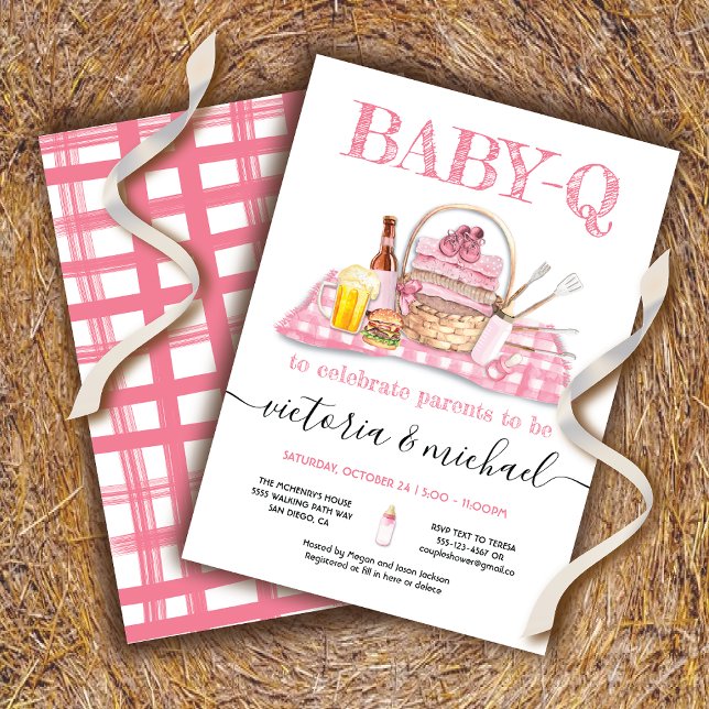 Invitación Bebé Q Barbecue Ducha Picnic Rosa (Subido por el creador)