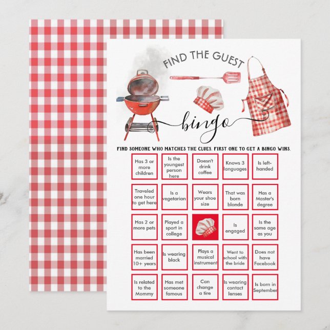 Invitación Bebé-Q Shower encuentra el BINGO invitado (Anverso / Reverso)