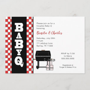 Invitación Bebé Q Shower, parejas BBQ ducha bebé