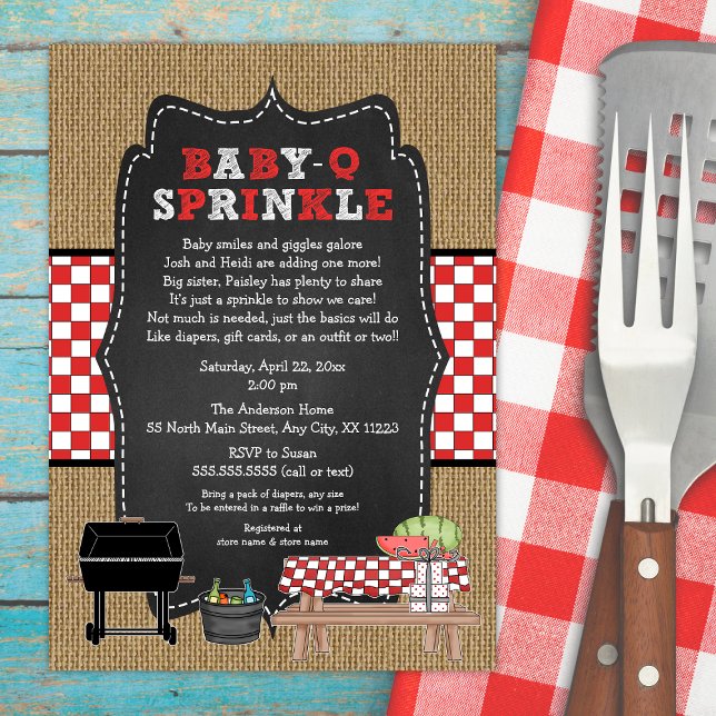 Invitación Bebé Q Sprinkle, BBQ Baby Sprinkle Shower, babyq (Subido por el creador)