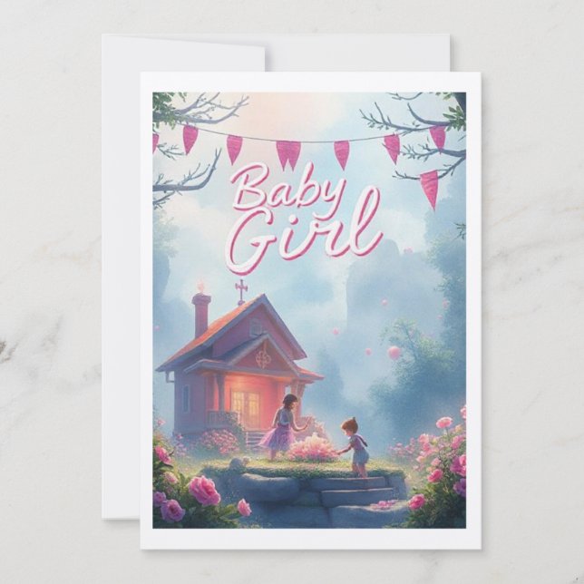 Invitación bebé recién nacida (Anverso)