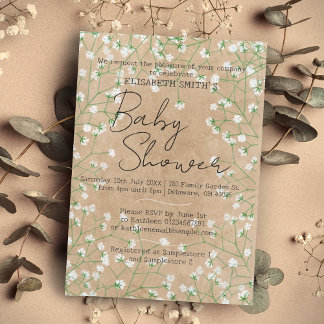 Invitación Bebé respira color agua Floral Boho Baby Shower