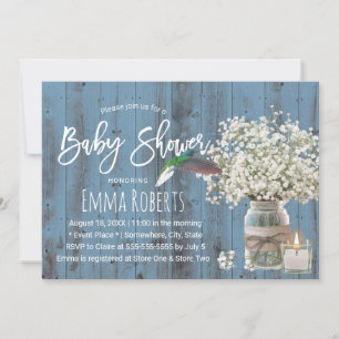 Invitación Bebé respira y colibrí azul turbio Baby Shower