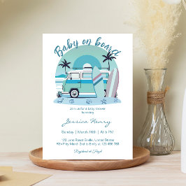 Invitación Bebé retro a bordo de Baby Shower de verano