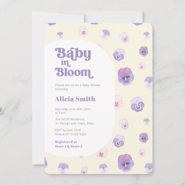 Invitación Bebé Retro En Bloom Sexo Baby Shower Neutral (Anverso)
