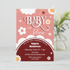 Invitación Bebé retro en ducha de flores