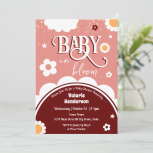 Invitación Bebé retro en ducha de flores