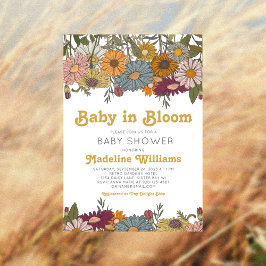 Invitación Bebé retro en el Baby Shower de Bloom Daisy