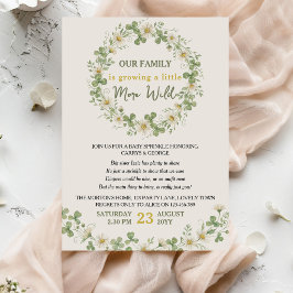 Invitación Bebé Rociado Un Poco Más Salvaje Floral Flor Silve