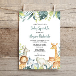 Invitación Bebé rociar lindos animales de safari género neutr