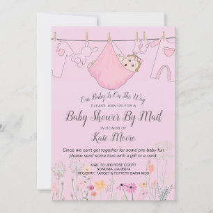 Invitación Bebé Rosa Baby Shower Por Correo