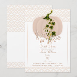 Invitación Bebé Rosa Calabaza Otoño Amor Corazones Despedida 