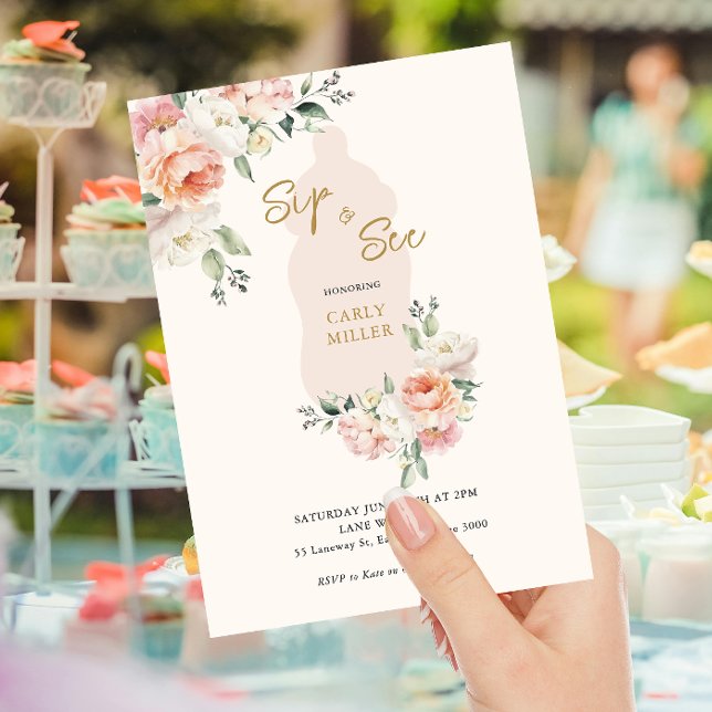 Invitación Bebé Rosa Cute Bebé Sip Y Ver Ducha Bebé Botella (Subido por el creador)