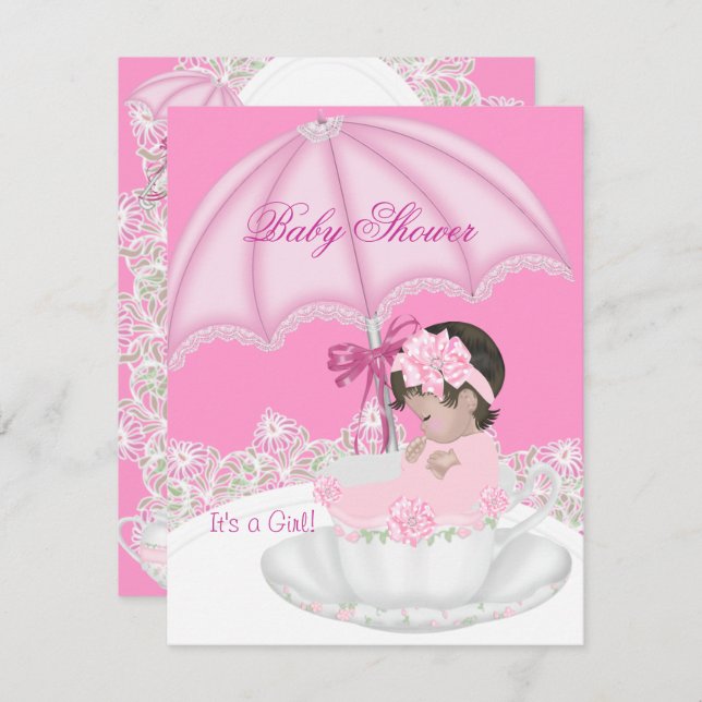 Invitación Bebé rosa de Chica de Baby Shower ventilado en el  (Anverso / Reverso)