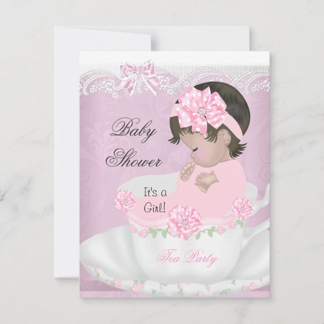 Invitación Bebé rosa de Chica de Baby Shower ventilado en el  (Anverso)