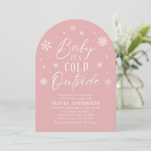 Invitación Bebé rosa de invierno hace frío fuera de Baby Show