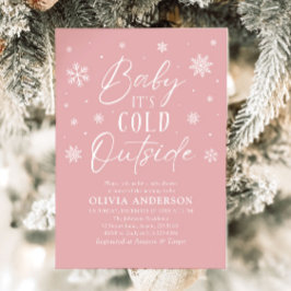 Invitación Bebé rosa de invierno hace frío fuera de Baby Show