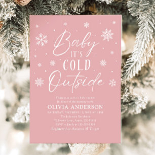 Invitación Bebé rosa de invierno hace frío fuera de Baby Show