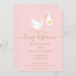 Invitación Bebé Rosa De Larga Distancia Ducha Por Correo