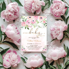 Invitación Bebé Rosa En Bebé Floral Bebé Chica Ducha