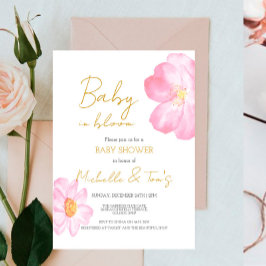 Invitación Bebé rosa en flor