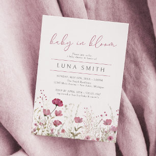 Invitación Bebé Rosa en Flor Floral Jardín de Infancia Baby S